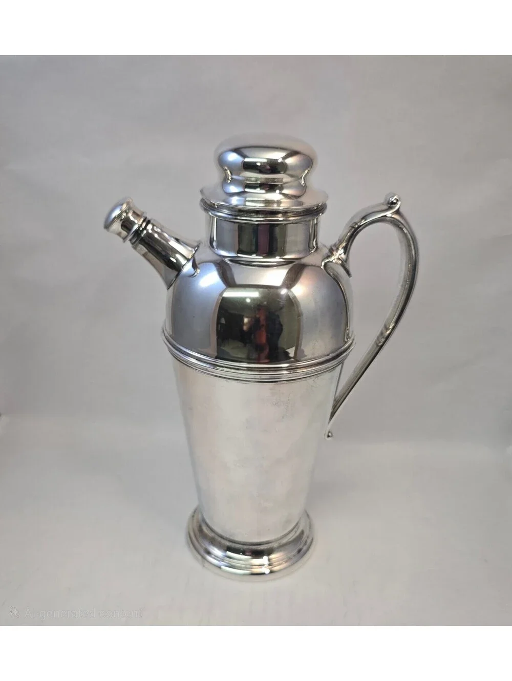 Vintage Crescent Silver Co Art Deco Cocktail Shaker Pitcher Plated Barware
